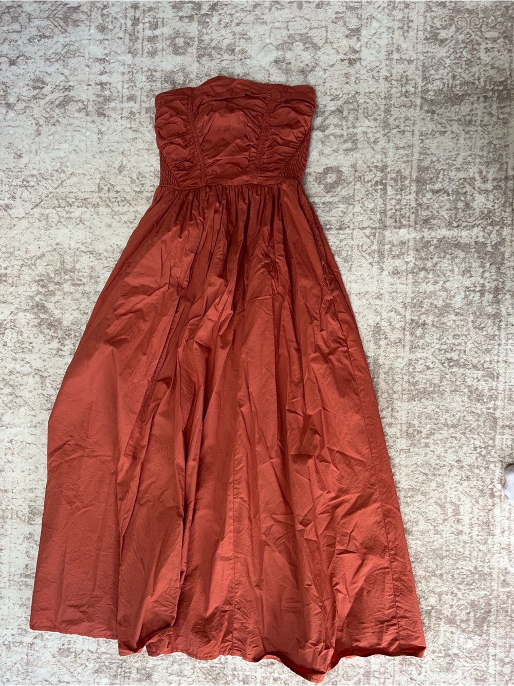 American Eagle Outfitters Strapless Rust Orange Gown